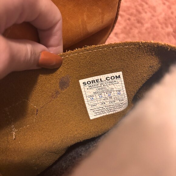 Sorel Caribou Mens 14 Waterproof Snow Boots Buff Winter Cold Weather NM1000-281 - Picture 4 of 11